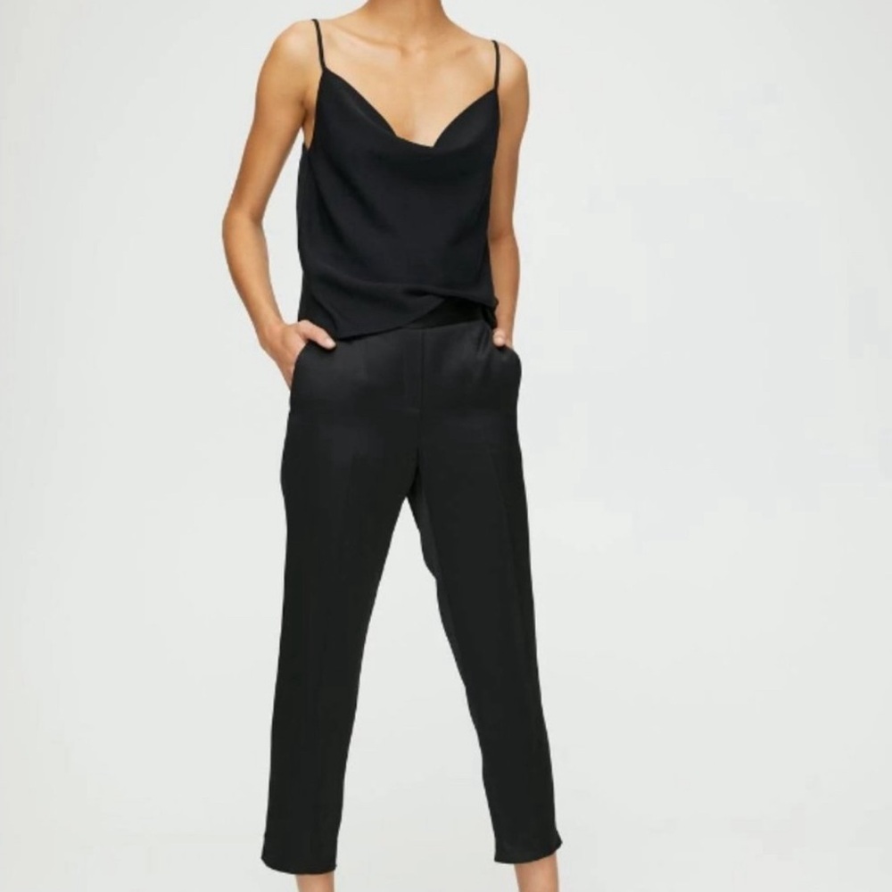 Aritzia Babaton Atelier Black Conan Satin Cropped Pants Size 6